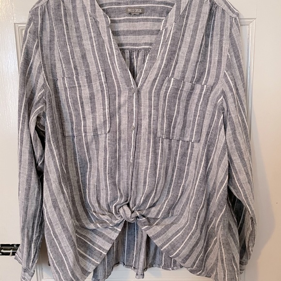 Womens Falls Creek Front Tie Stripped Button Up - Picture 2 of 8